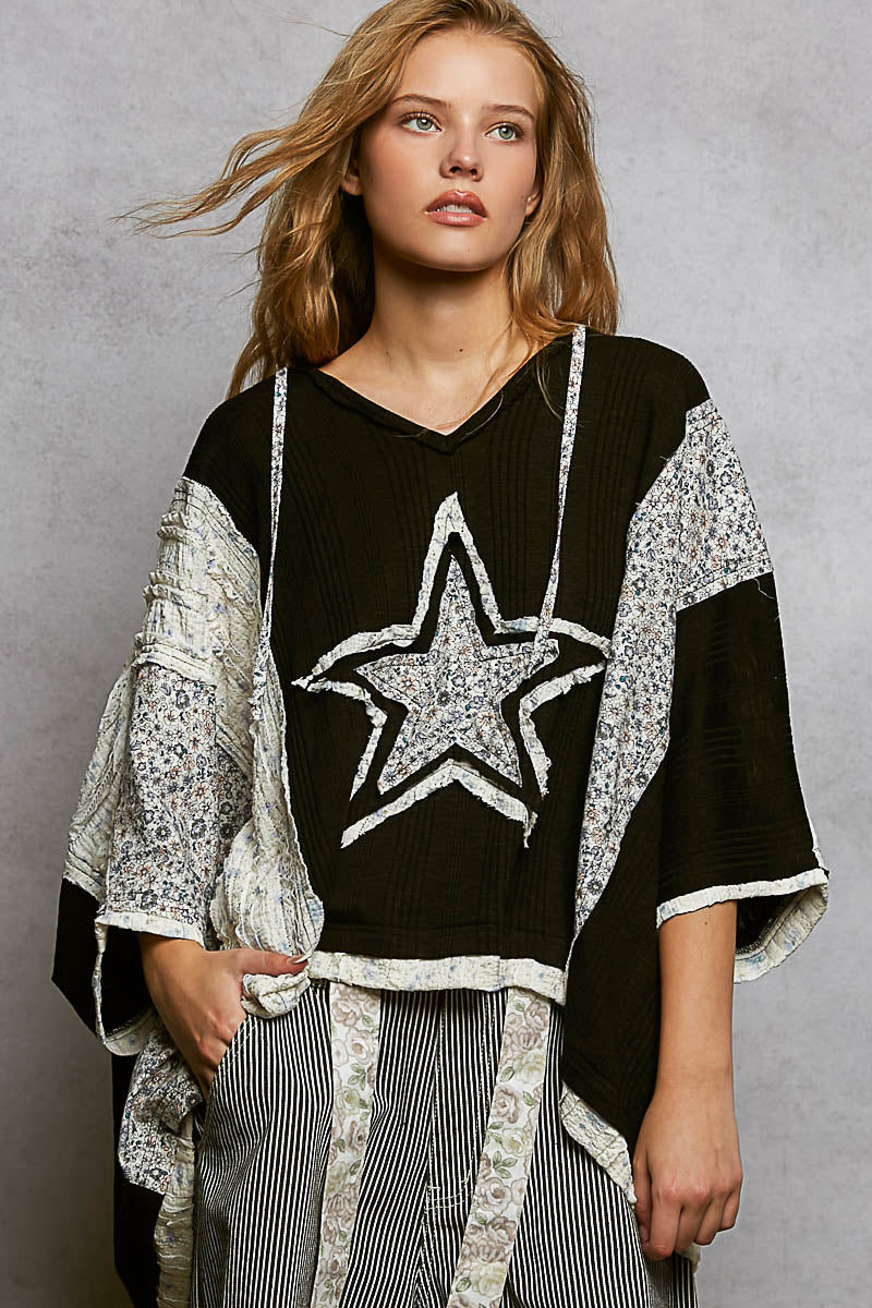POL Black Star Hoodie Top