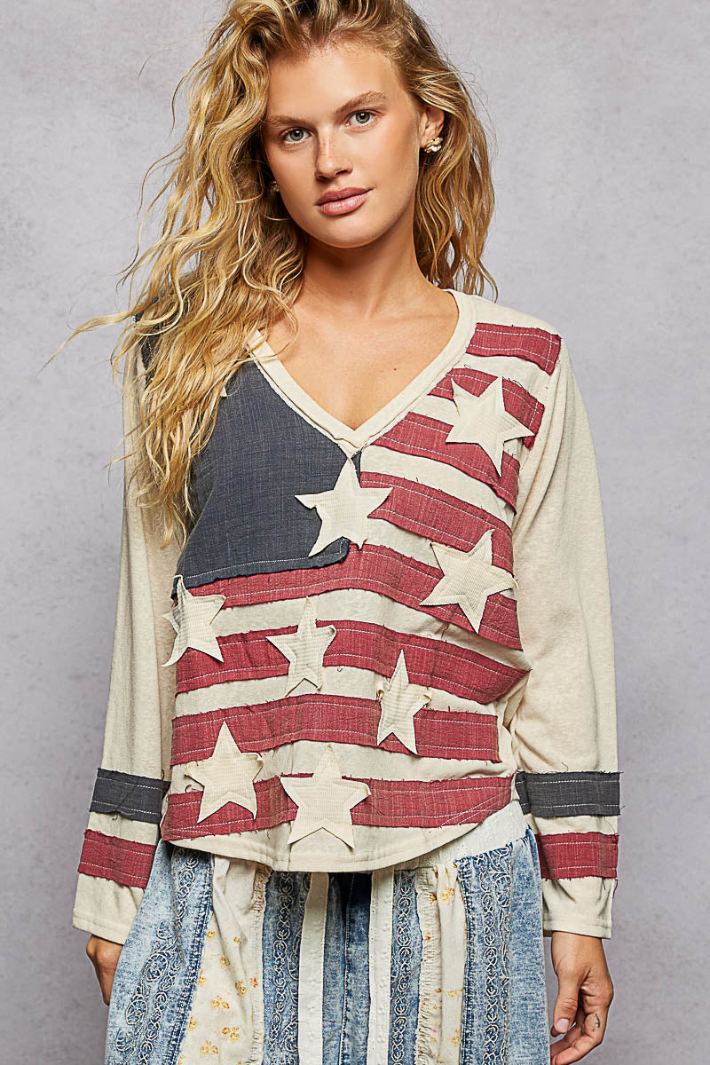 POL Cream Stars and Stripes Top