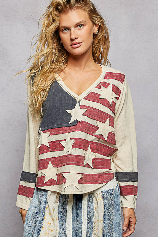 POL Cream Stars and Stripes Top