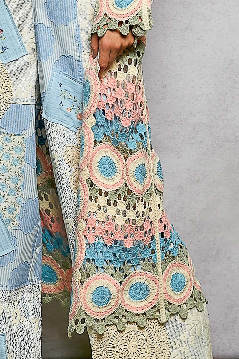 POL Pink Multi Crochet Duster