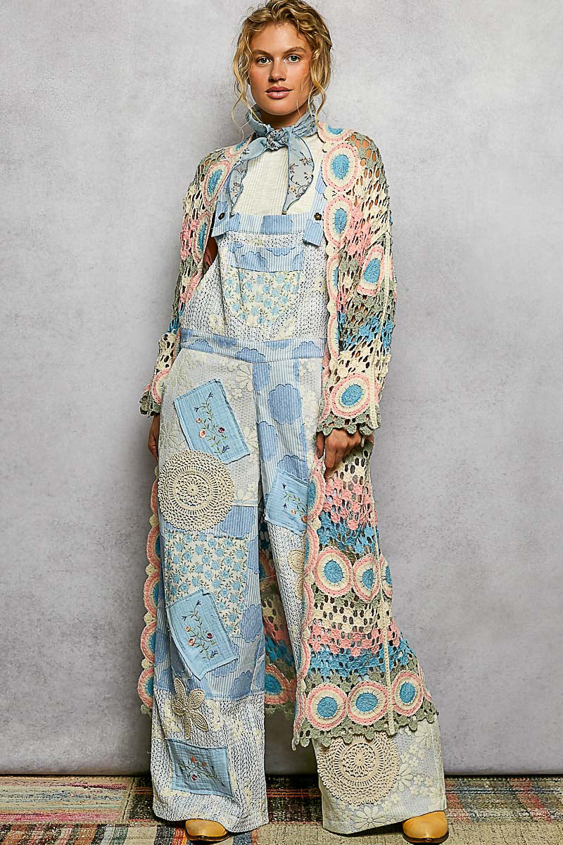 POL Pink Multi Crochet Duster