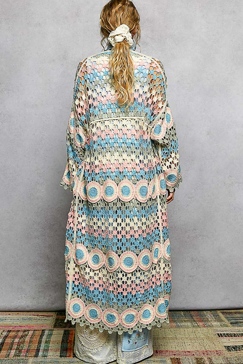 POL Pink Multi Crochet Duster