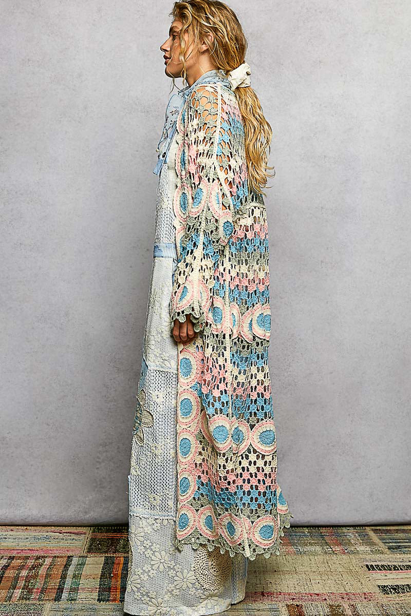 POL Pink Multi Crochet Duster