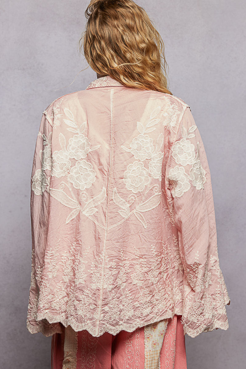 POL Pink Embroidered Top