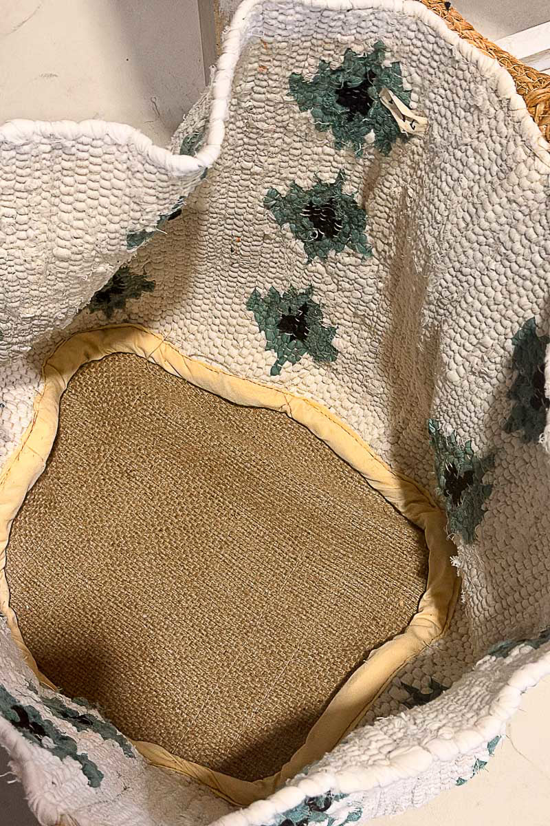 POL Ivory/Teal Crochet Weave Tote Bag