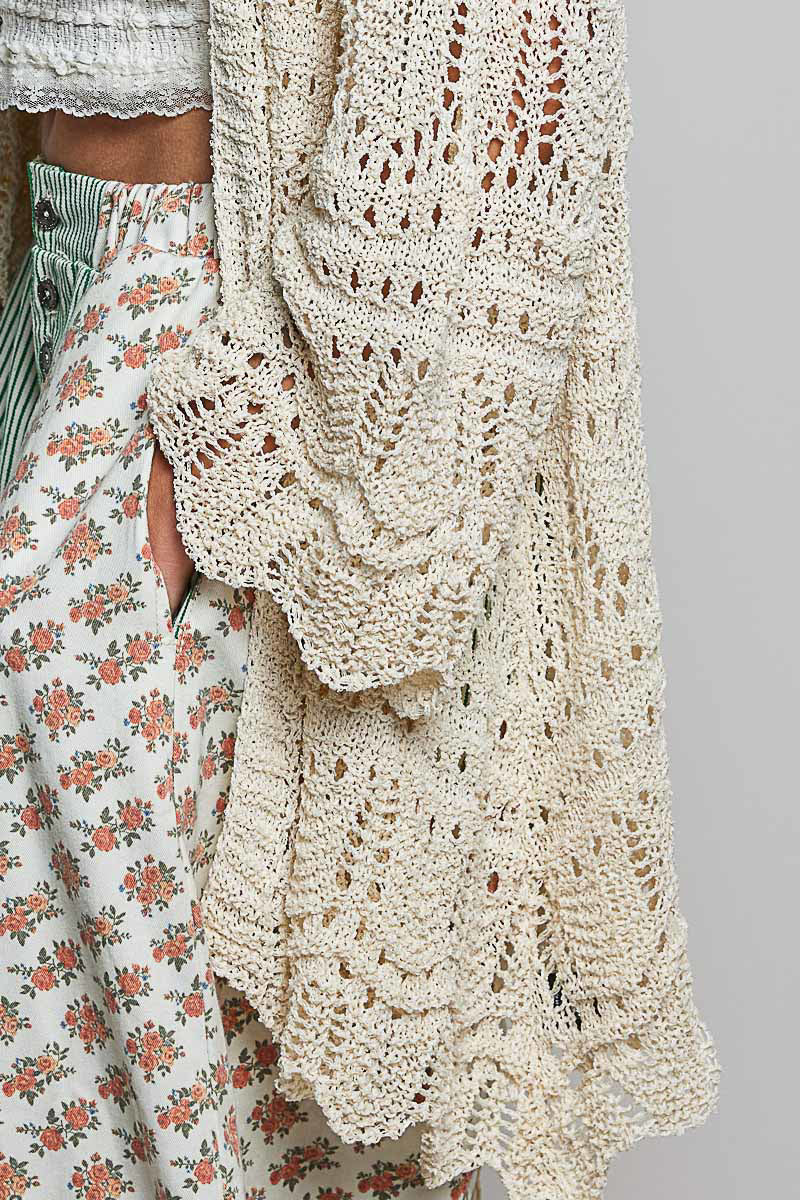 POL Natural Crochet Cardigan