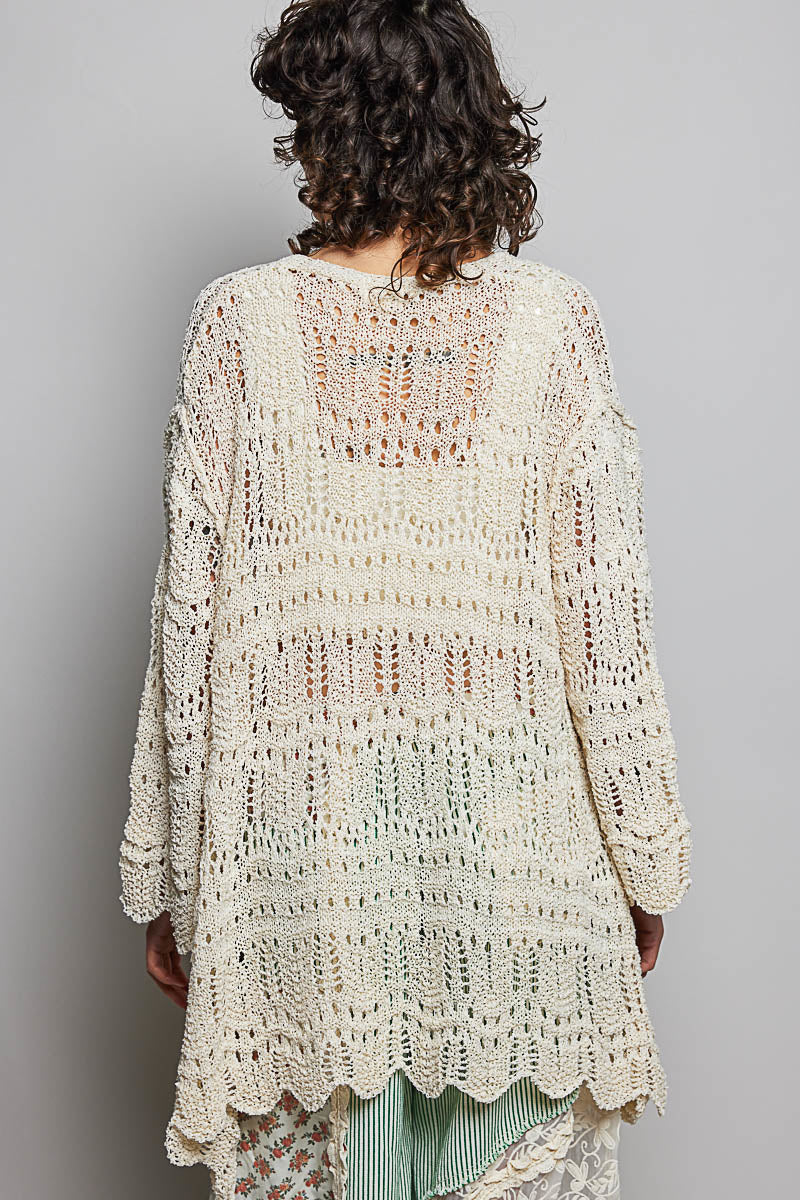 POL Natural Crochet Cardigan