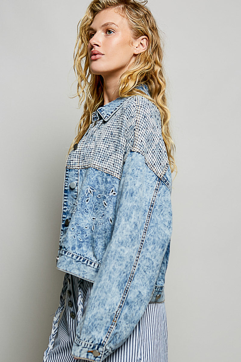 POL Denim Eyelet Jacket