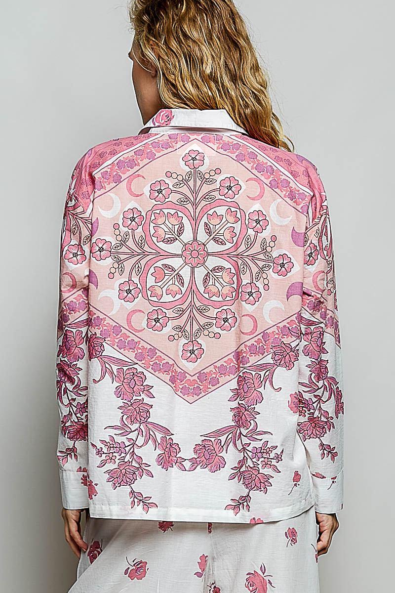 POL Hand Block Printed Button Down Top