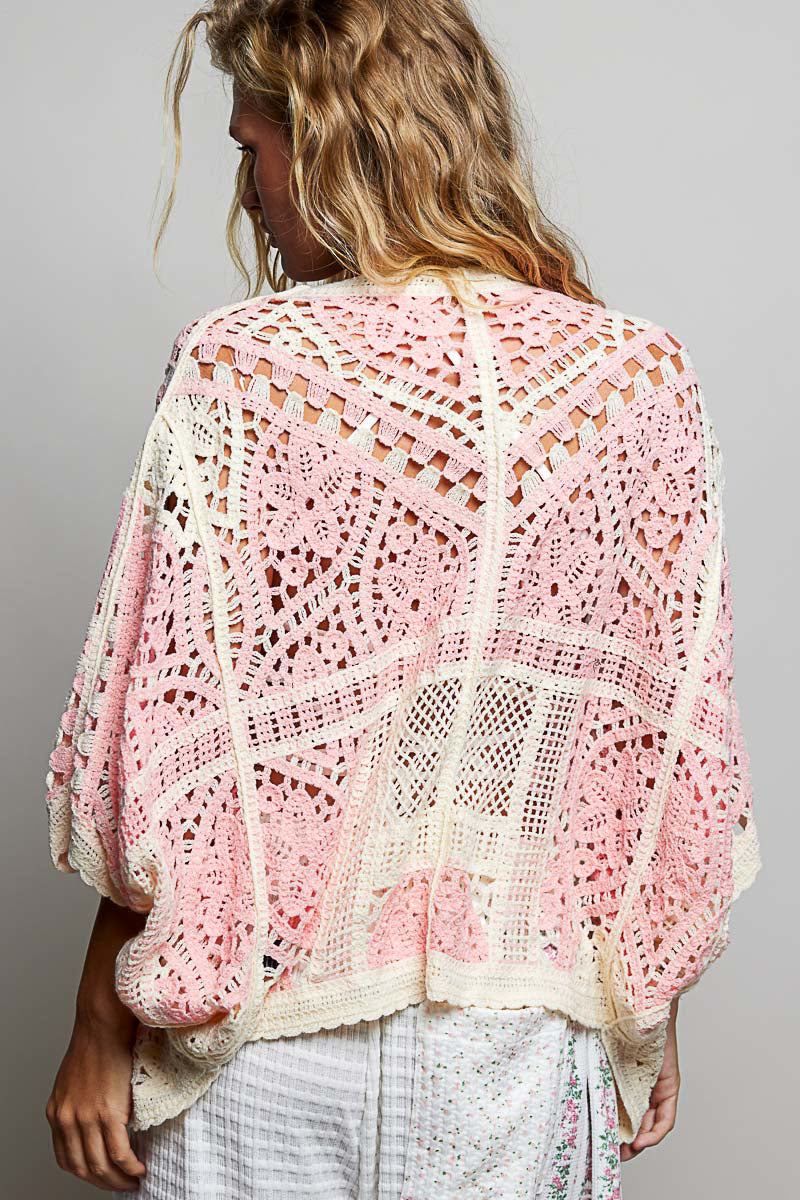 POL Pink Crochet Cardigan