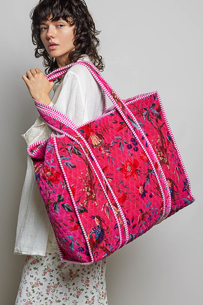 POL Pink Velvet Quilted Tote