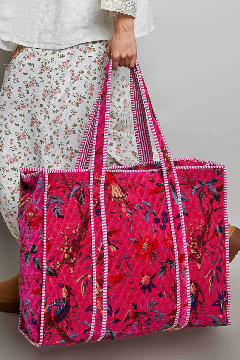 POL Pink Velvet Quilted Tote