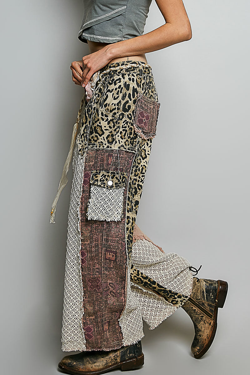 POL Purple Leopard Patch Pants
