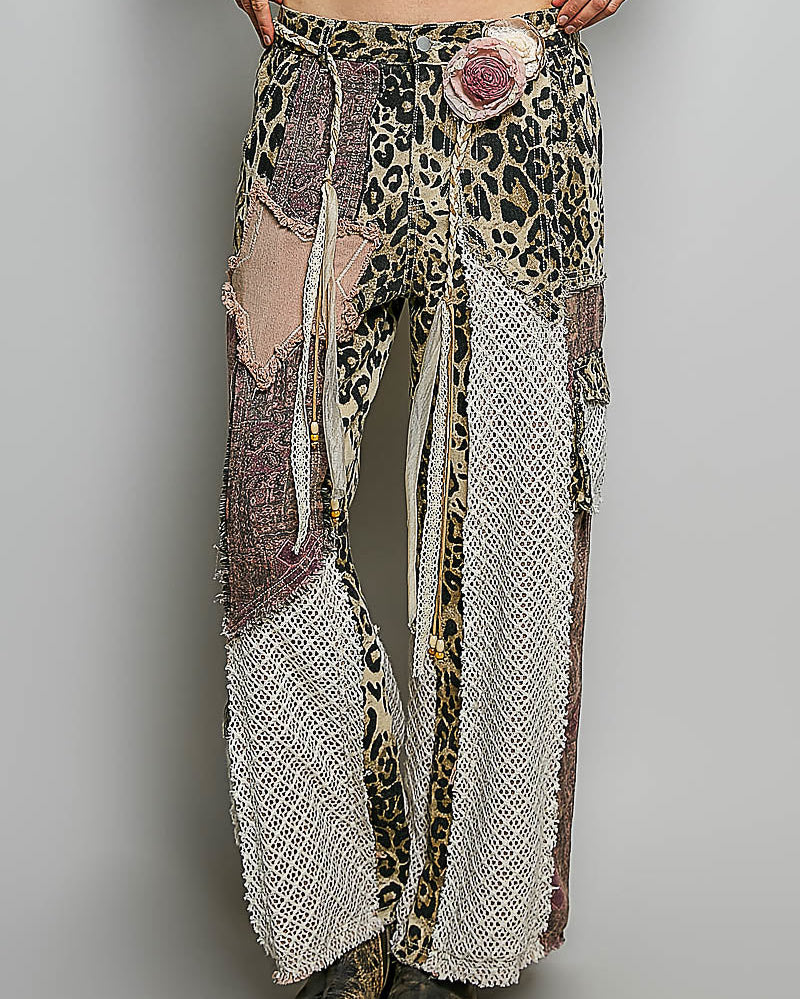 POL Purple Leopard Patch Pants