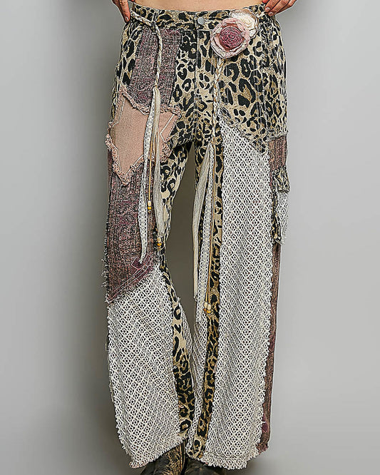 POL Purple Leopard Patch Pants