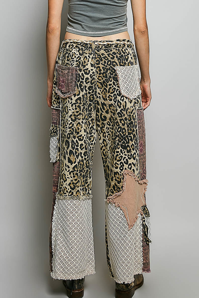 POL Purple Leopard Patch Pants