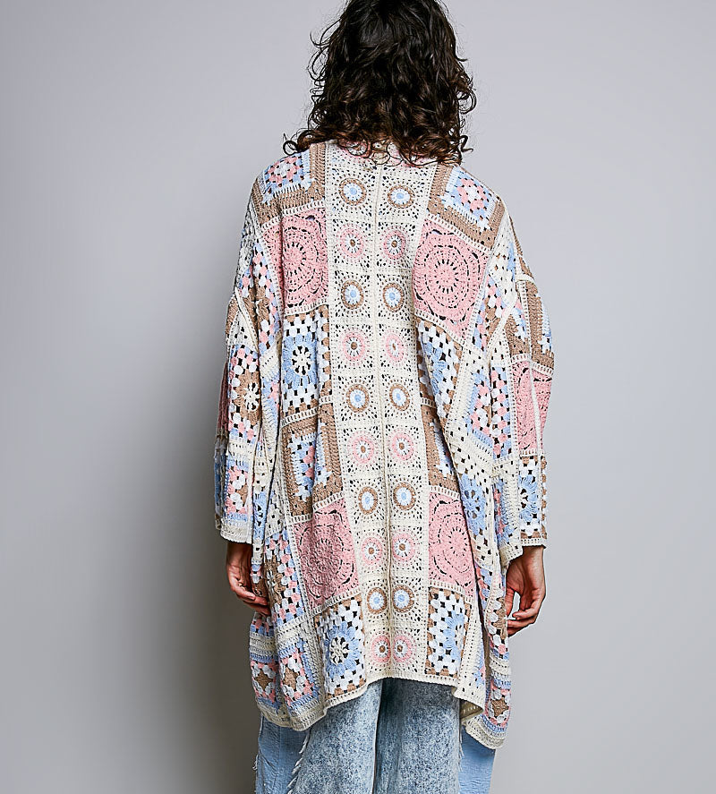 POL Pink Granny Square Kimono