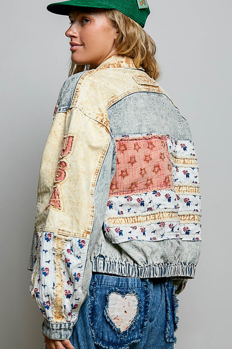 POL USA Flag Denim Jacket