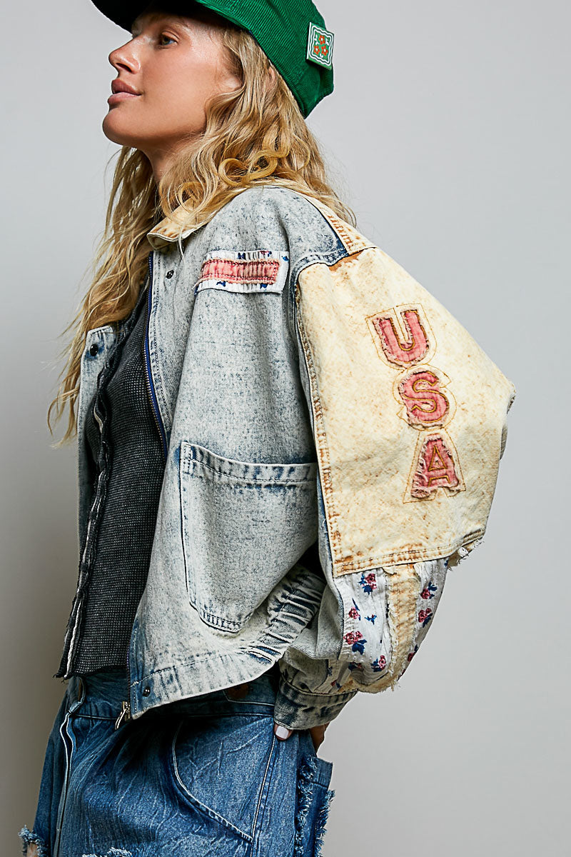 POL USA Flag Denim Jacket