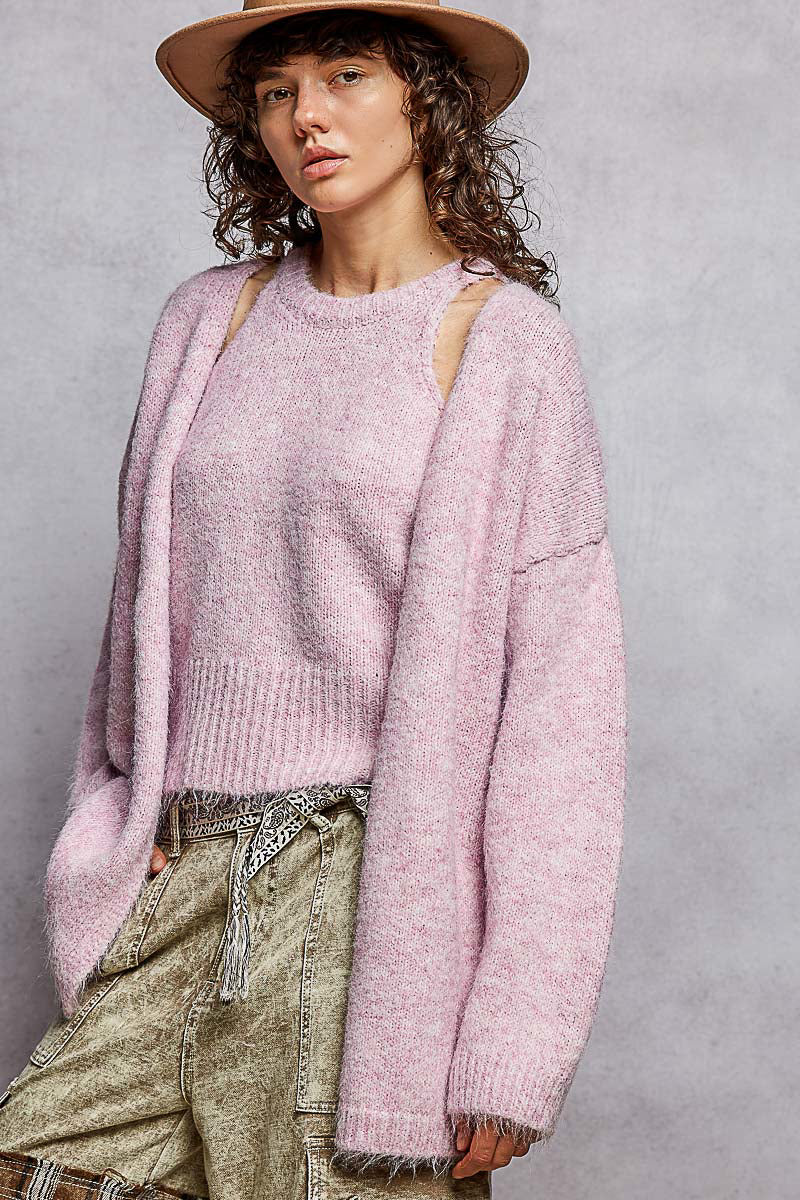 POL Baby Pink Sweater Tank and Cardigan Set