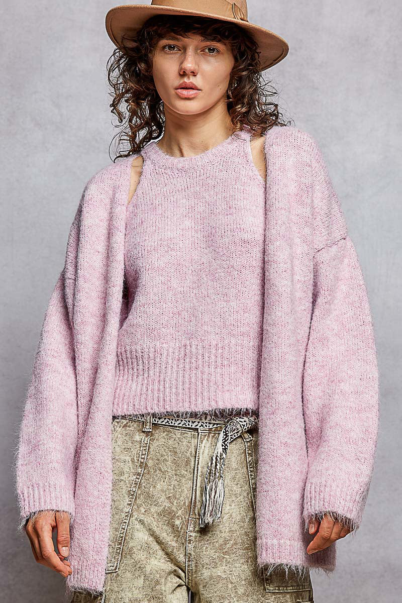 POL Baby Pink Sweater Tank and Cardigan Set