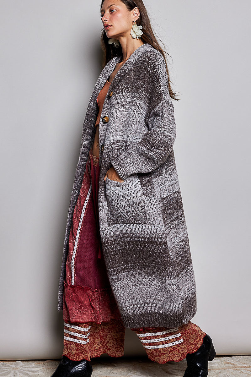POL Choco Knit Hooded Cardigan