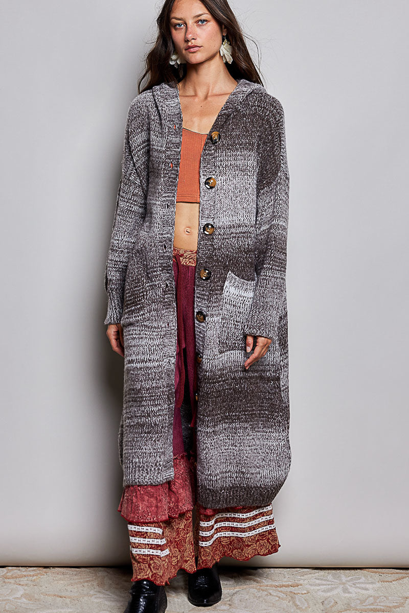 POL Choco Knit Hooded Cardigan