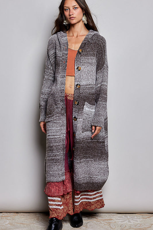 POL Choco Knit Hooded Cardigan