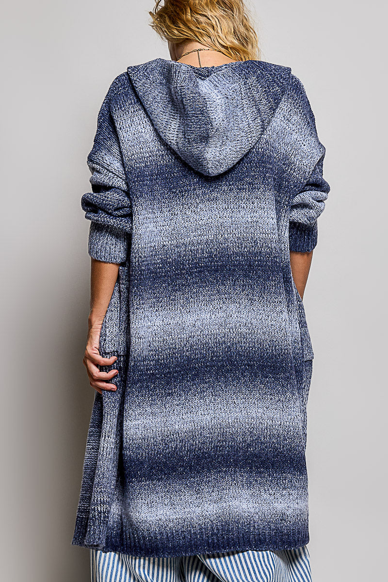 POL Blue Knit Hooded Cardigan