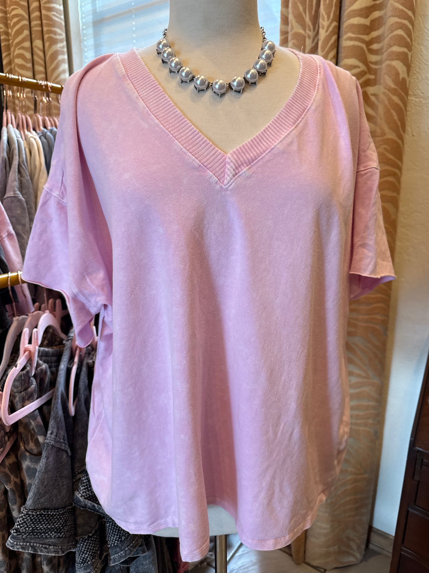 J HER Cotton Candy Basic V-Neck Top