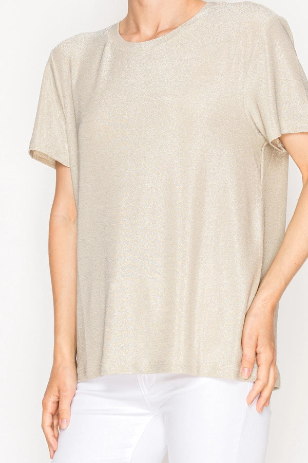 ORIGAMI Gold Sparkle Short Sleeve Tee