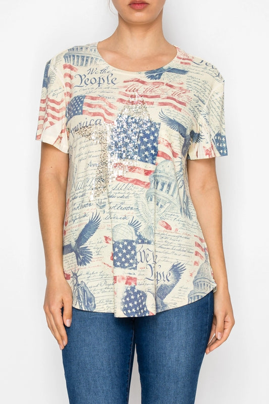 ORIGAMI Freedom Lace and Sequin Star Top