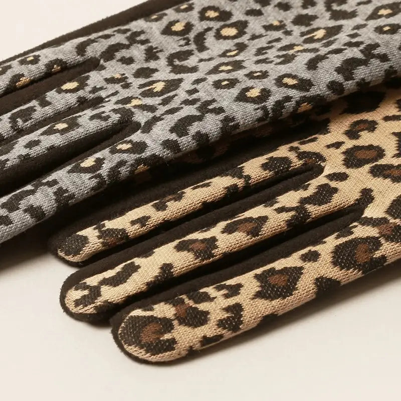 Brown Leopard Print Gloves