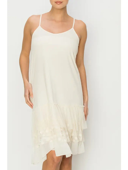 ORIGAMI Beige Lace Slip Dress