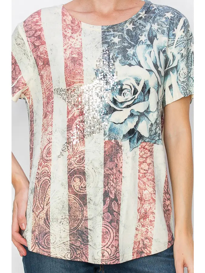 ORIGAMI Pat Rose Star Top
