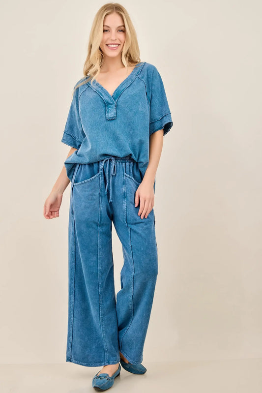 J Her Slate Blue V Neck Set