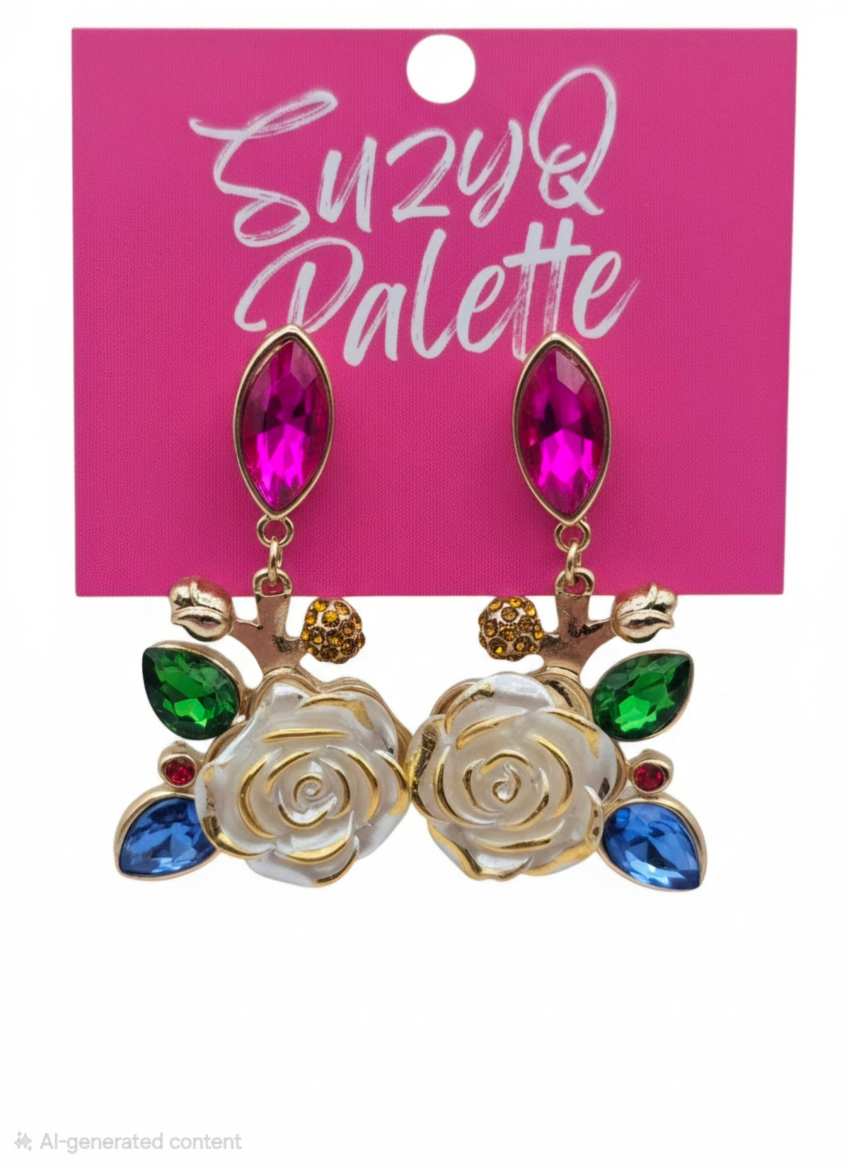 Multi Color Crystal Flower Earrings