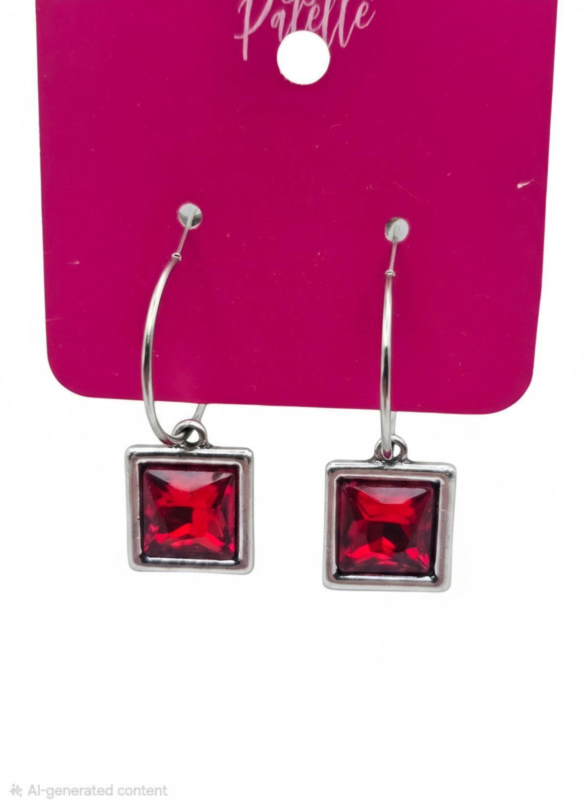 Red Crystal Chiclet Square Earrings