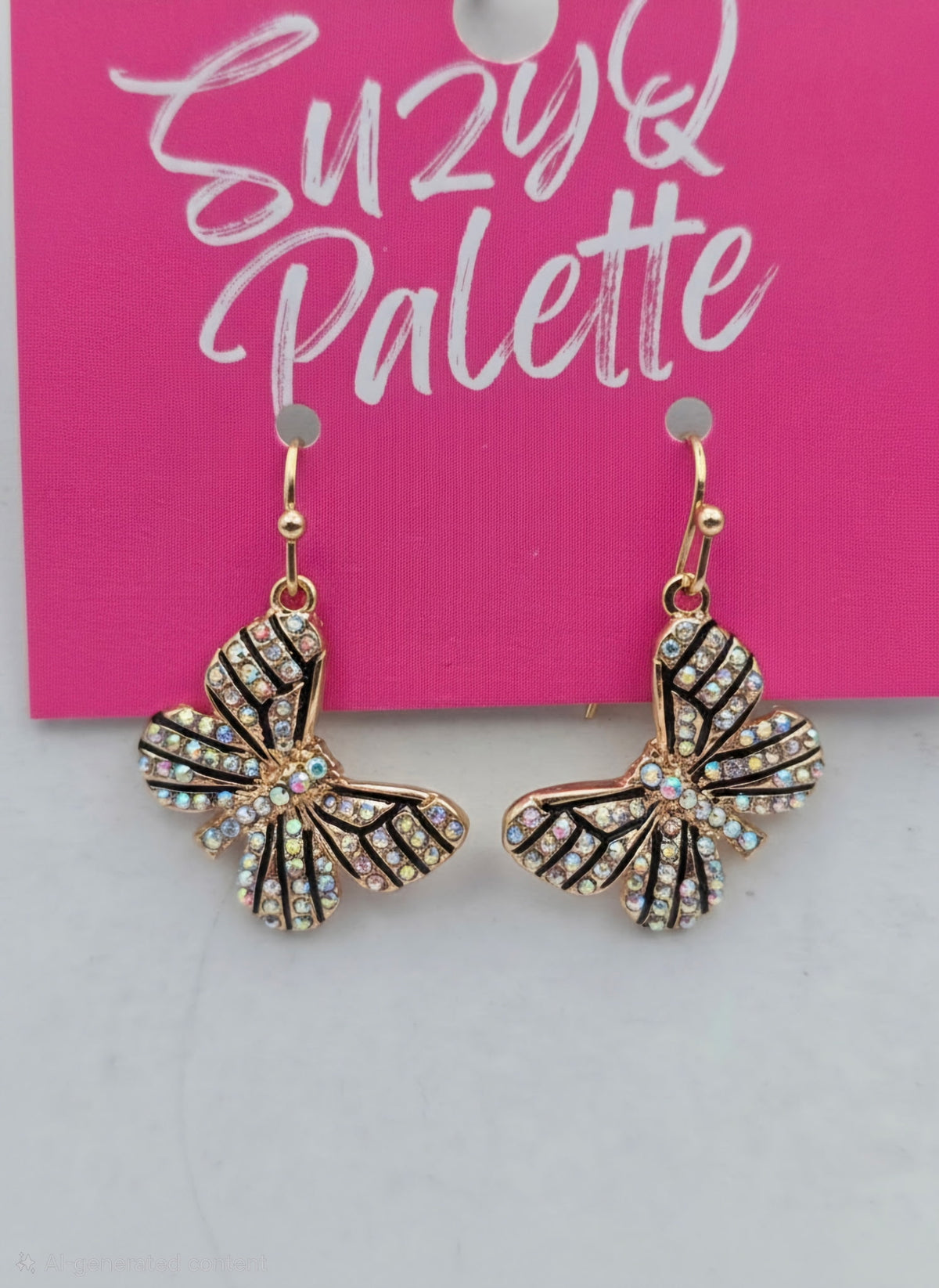 AB Crystal Butterfly Earrings