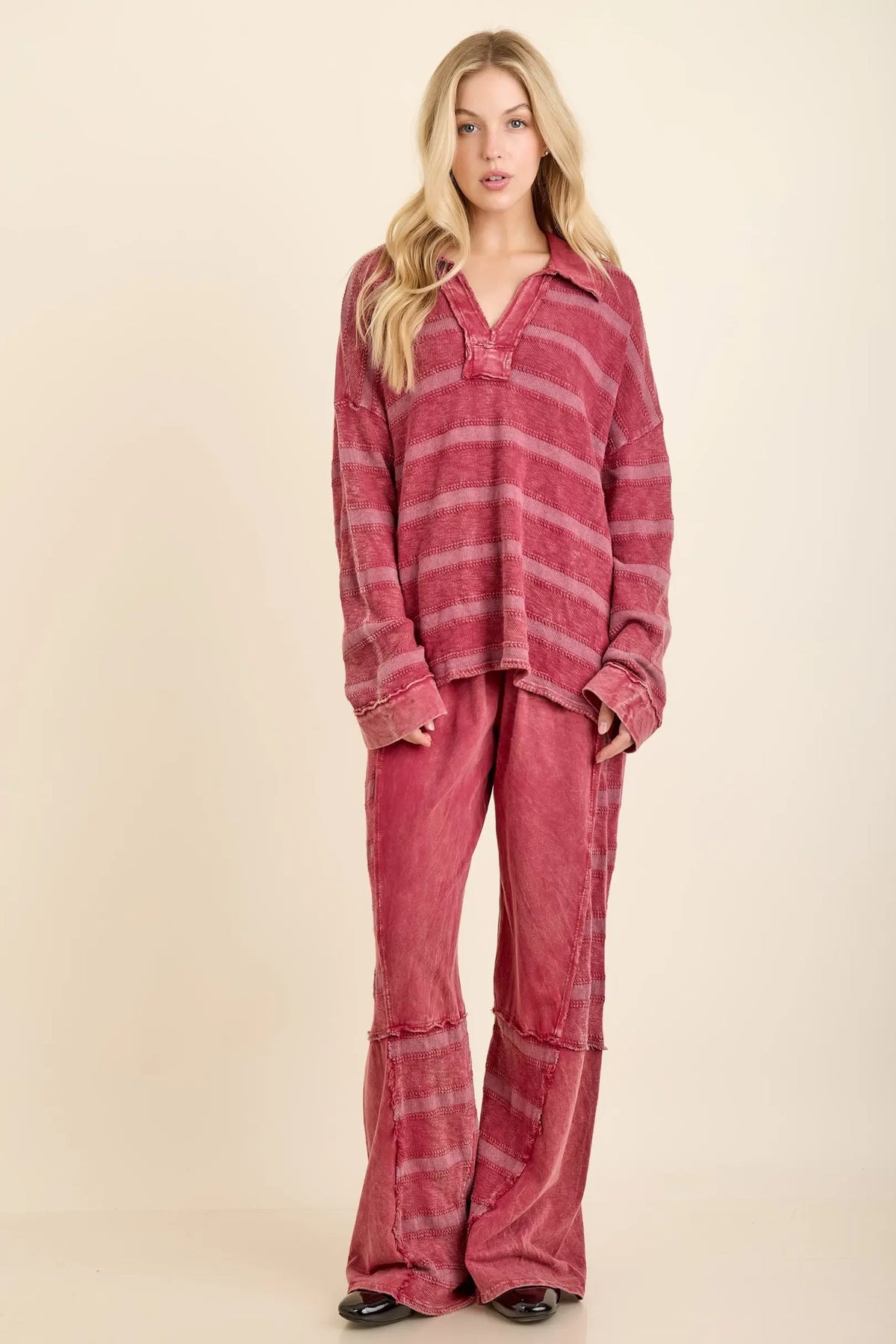 J HER Burgundy Stripe Set