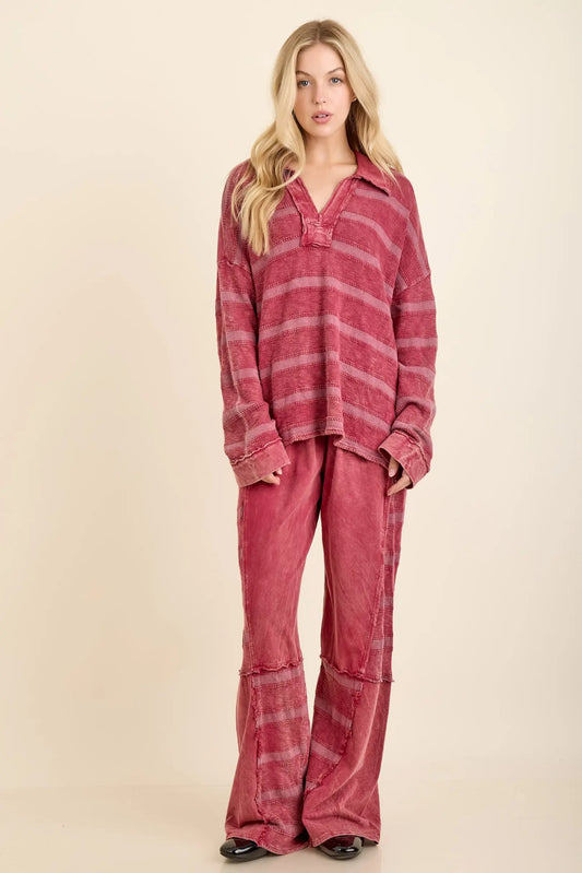 J HER Burgundy Stripe Set
