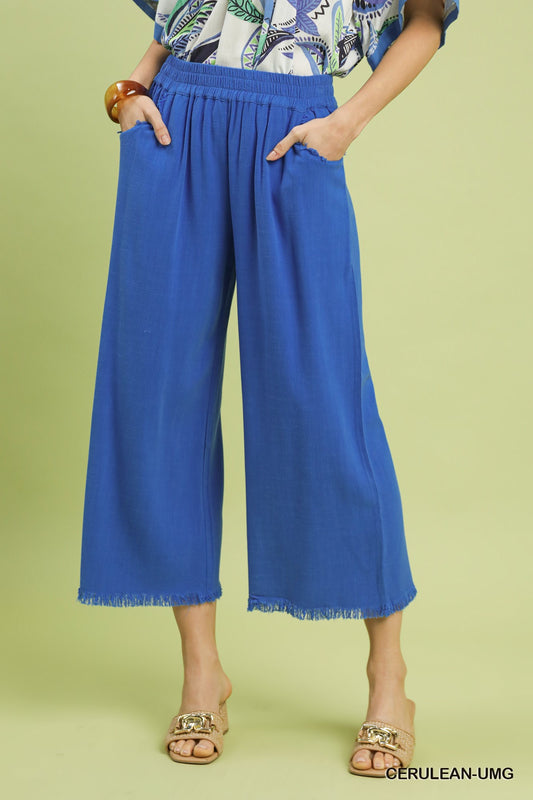 UMGEE Cerulean Frayed Wide-Leg Pants