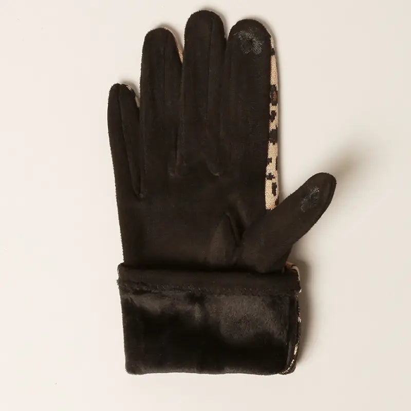 Brown Leopard Print Gloves