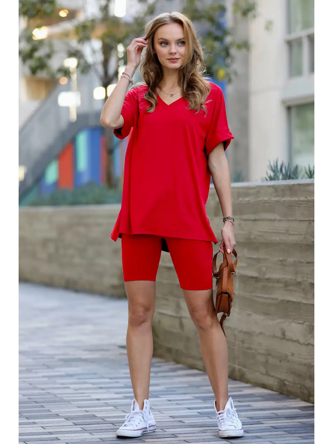 Ruby Red Biker Short Set