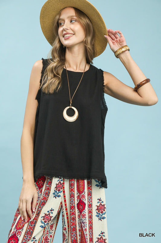 UMGEE Black Fray Tank Top