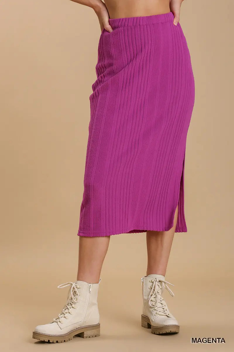UMGEE Magenta Ribbed Knit Skirt