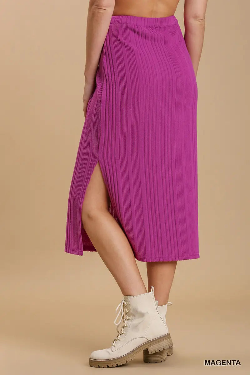 UMGEE Magenta Ribbed Knit Skirt