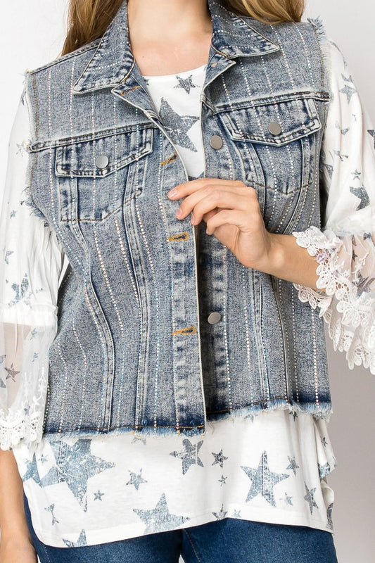ORIGAMI Sparkle Denim Vest