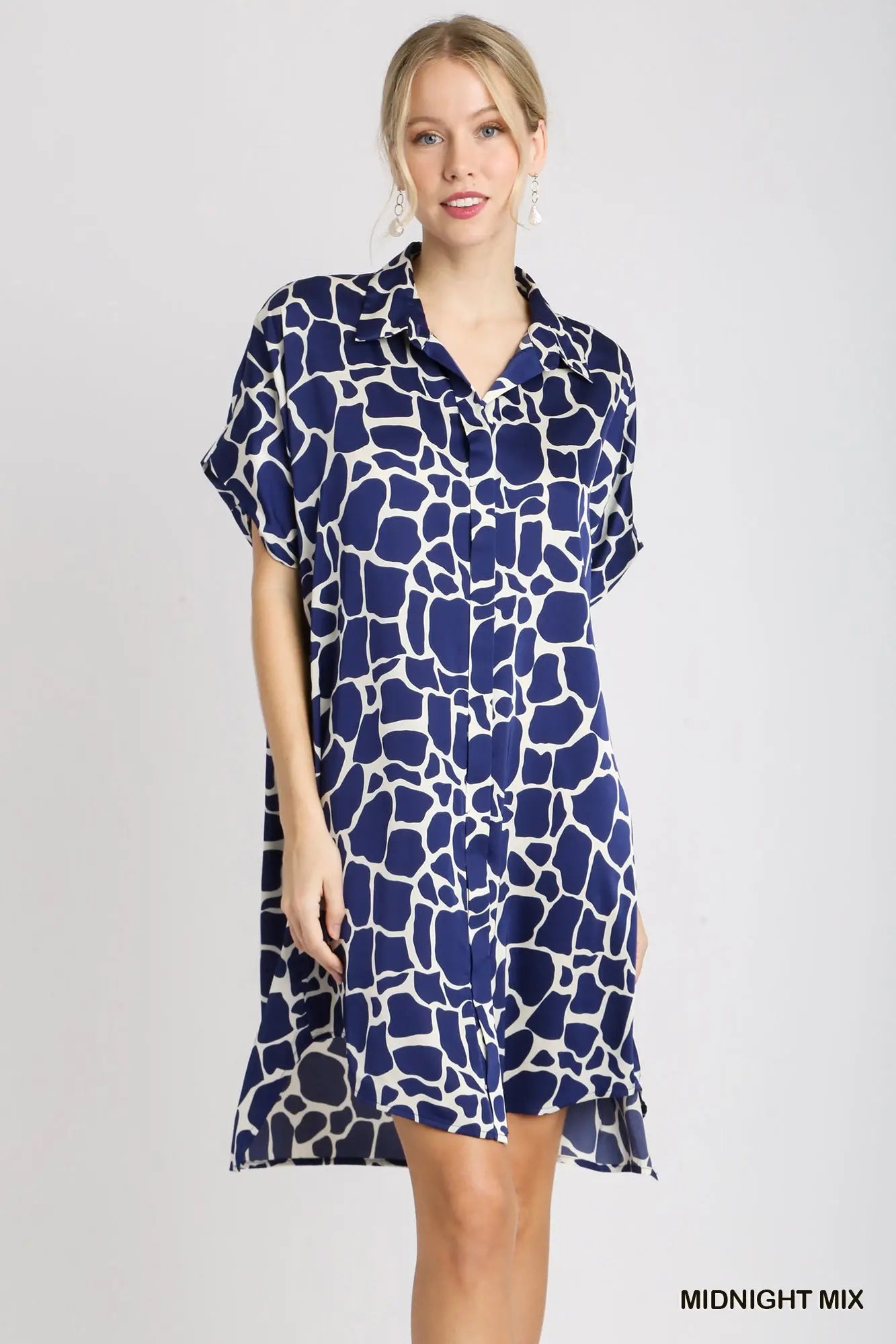 UMGEE Blue Cow Print Button Down Collared Dress * Market Special *