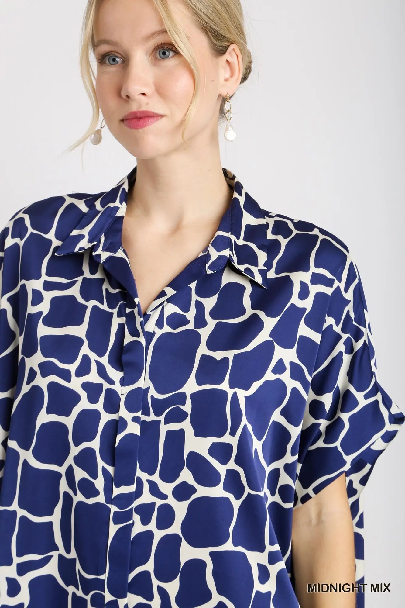 UMGEE Blue Cow Print Button Down Collared Dress * Market Special *